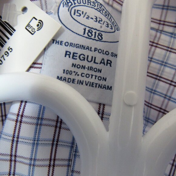 Brooks Brothers Non-iron Dress Check Plaid Shirt Men's Size 15.5 (32/33),Cotton - Picture 5 of 8